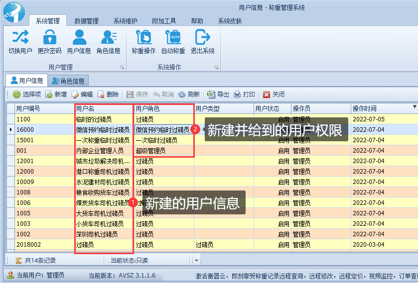 稱重系統(tǒng)用戶角色和用戶權(quán)限